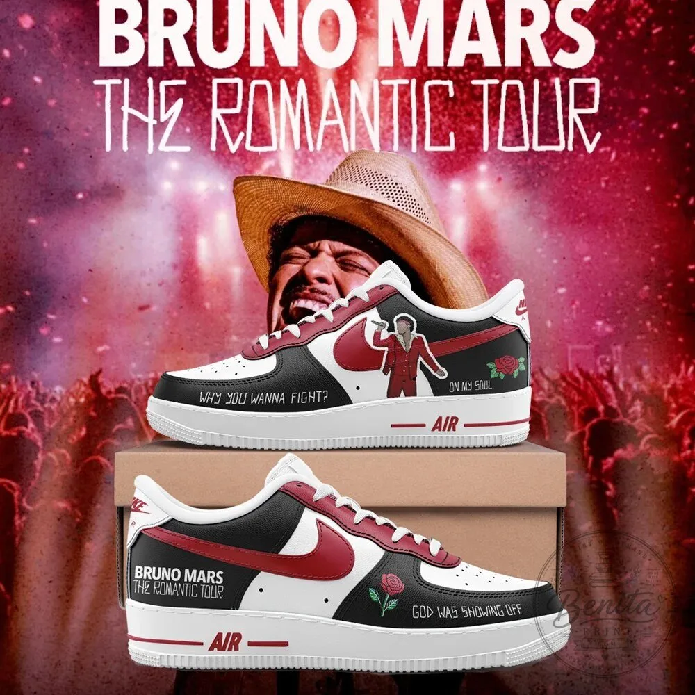 Bruno Mars The Romantic Tour Custom Designed Air Force One Shoes