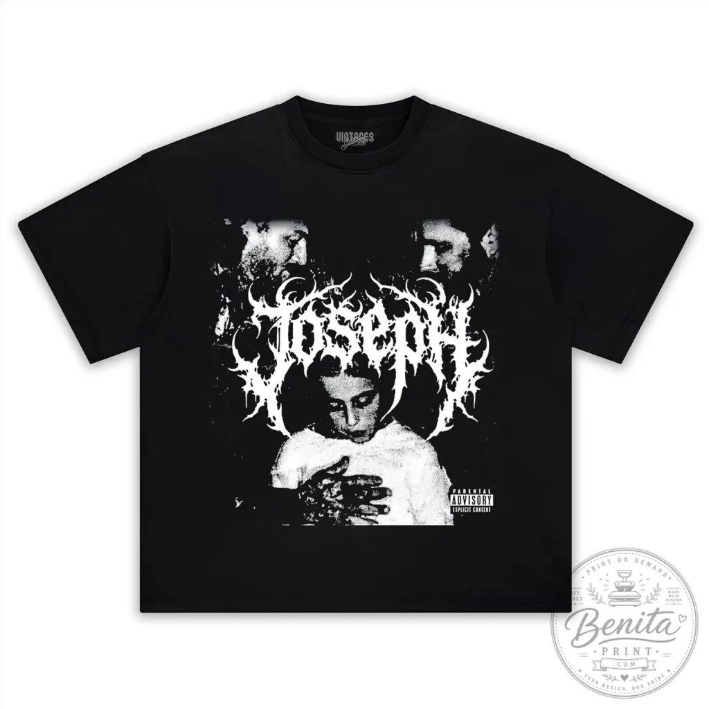 Joseph V2 Heavy Metal Band Album Cover Art Black T-Shirt Joseph V2 Heavy Metal Band Album Cover Art Black T-Shirt