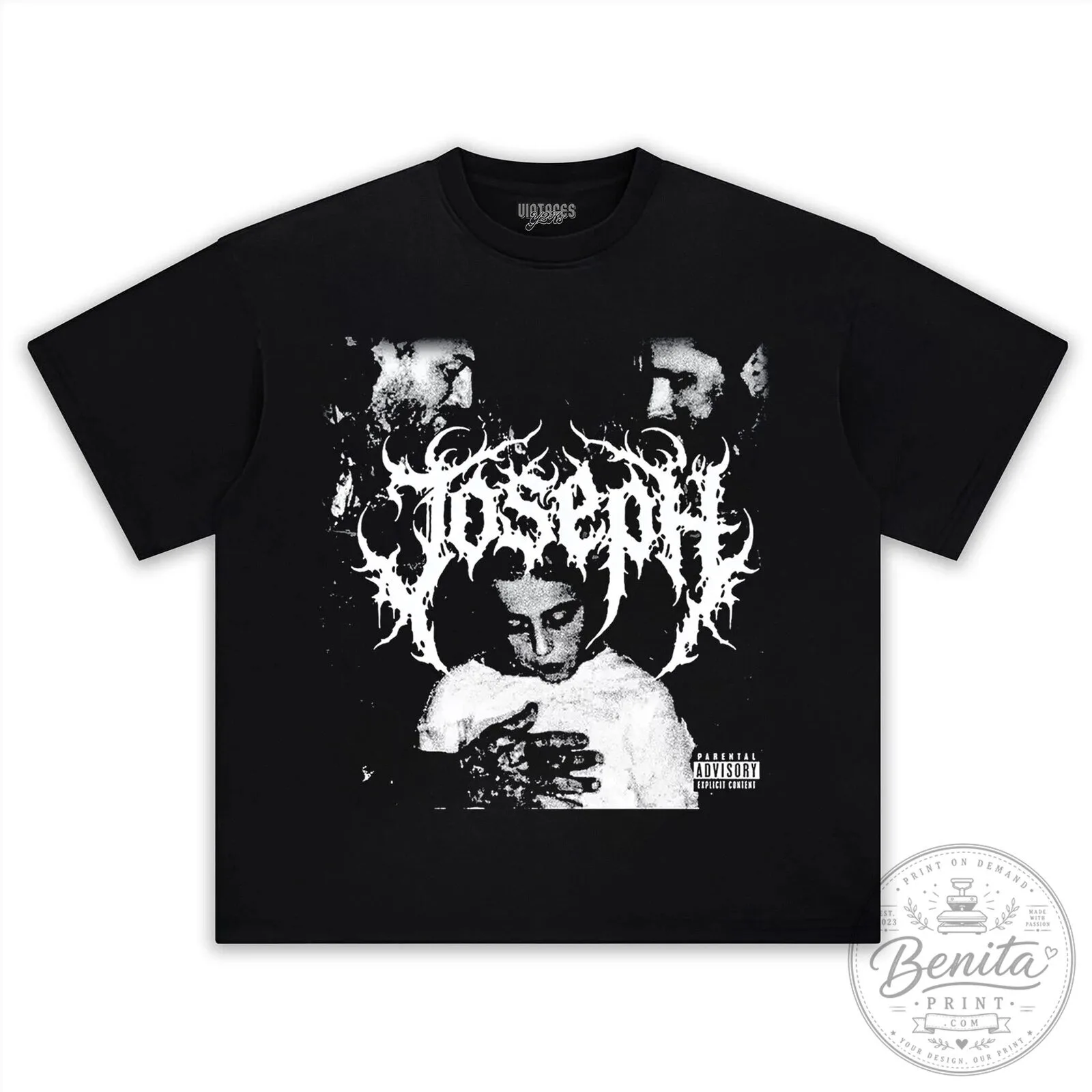 Joseph V2 Heavy Metal Band Album Cover Art Black T-Shirt