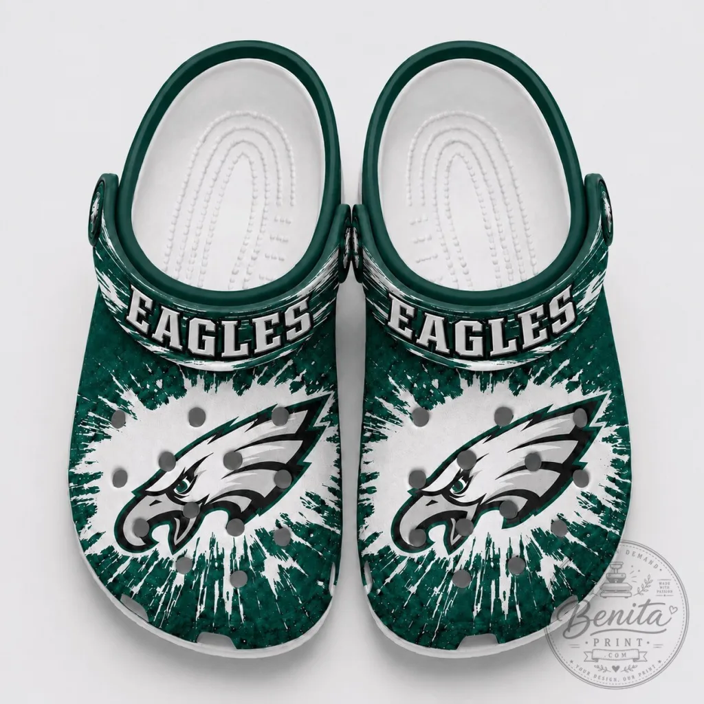 Philadelphia Eagles National Football League Team Splash Burst Fan Crocs Shoes Philadelphia Eagles National Football League Team Splash Burst Fan Crocs Shoes