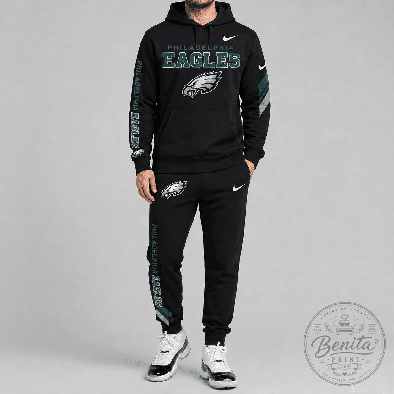 Philadelphia Eagles Nike Black Logo Hoodie and Jogger Pants Set