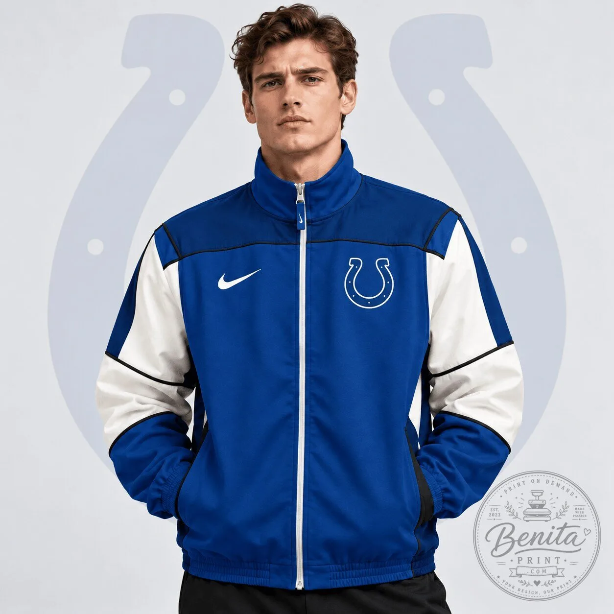 Indianapolis Colts National Football League Team Crest Color Block Full Zip Jacket