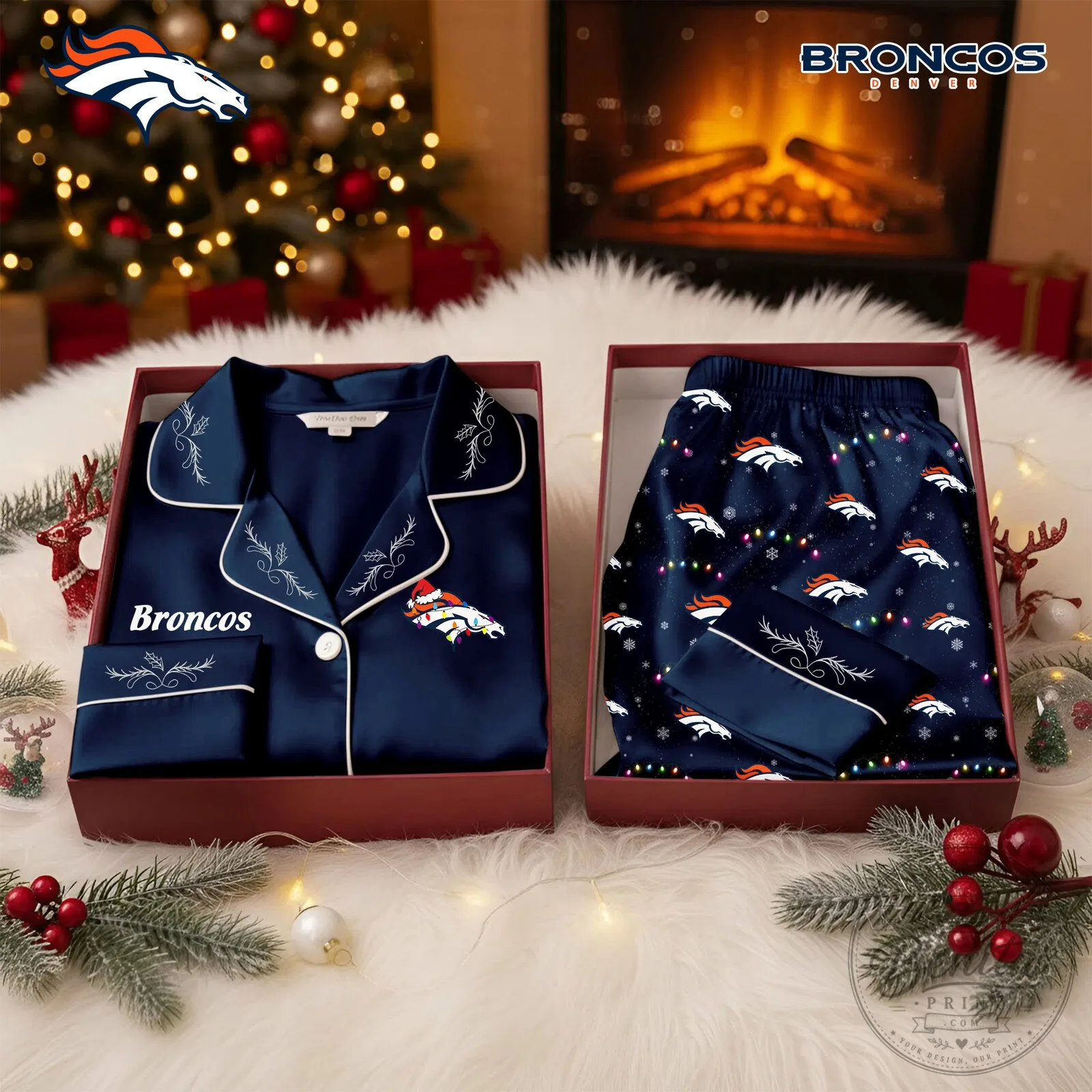 Denver Broncos National Football League Christmas Cozy Pajamas Set