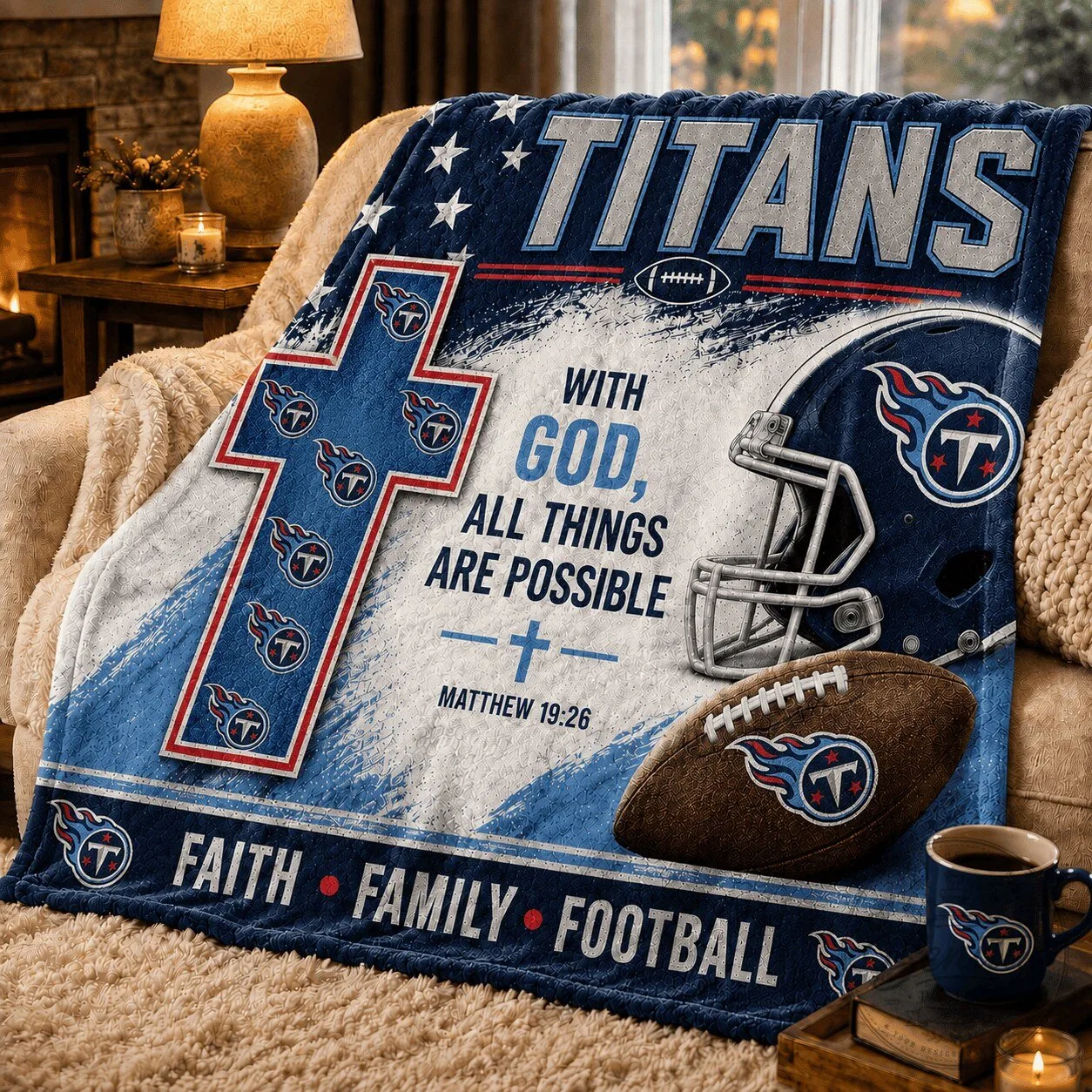 God All Things Are Possible Blanket for Tennessee Titans Football Fans