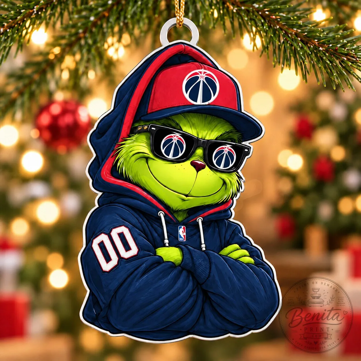 Washington Wizards Grinch Christmas Tree Ornament Custom Number For Fan
