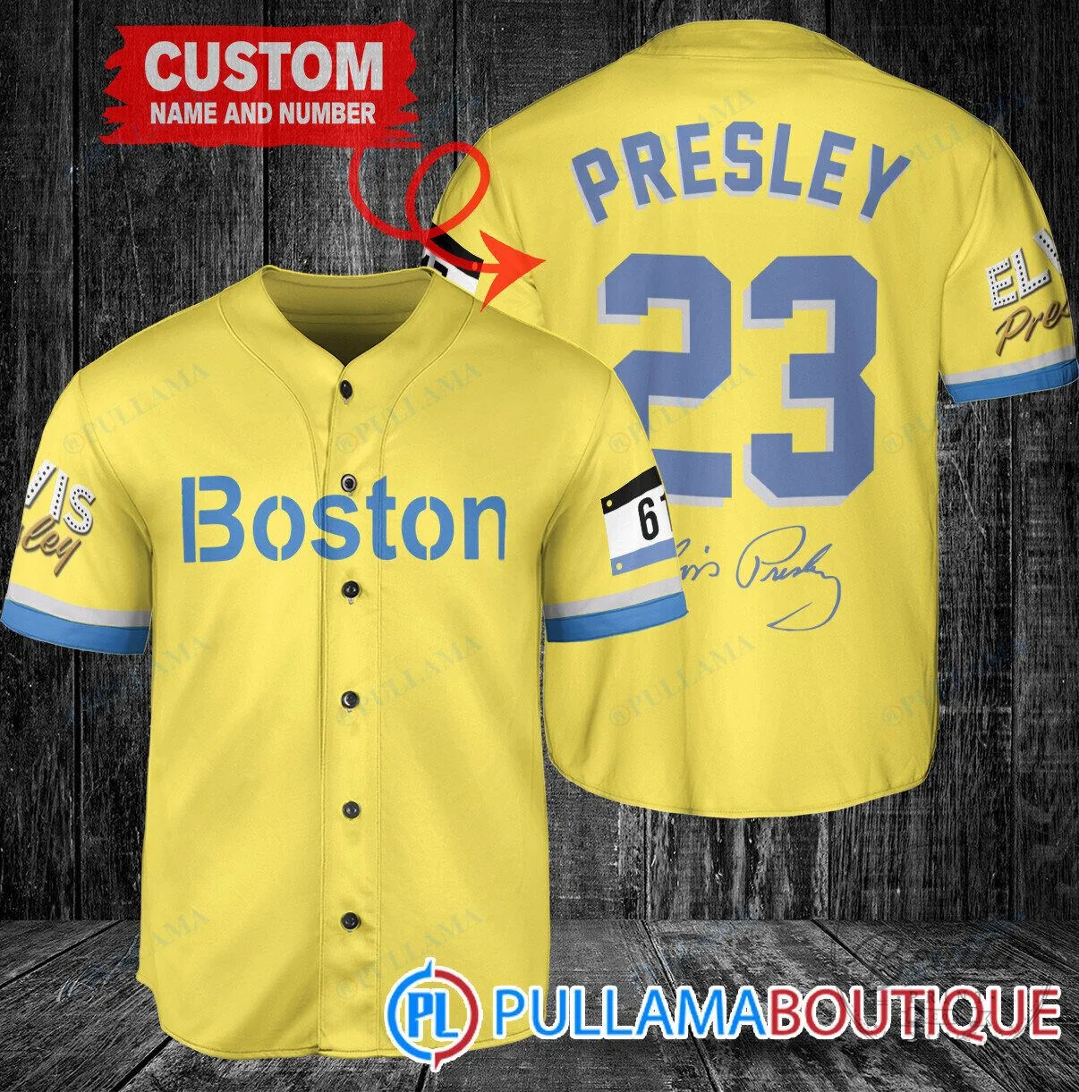 Elvis Presley Baseball Jersey for Boston Red Sox with Personalized Name and Number