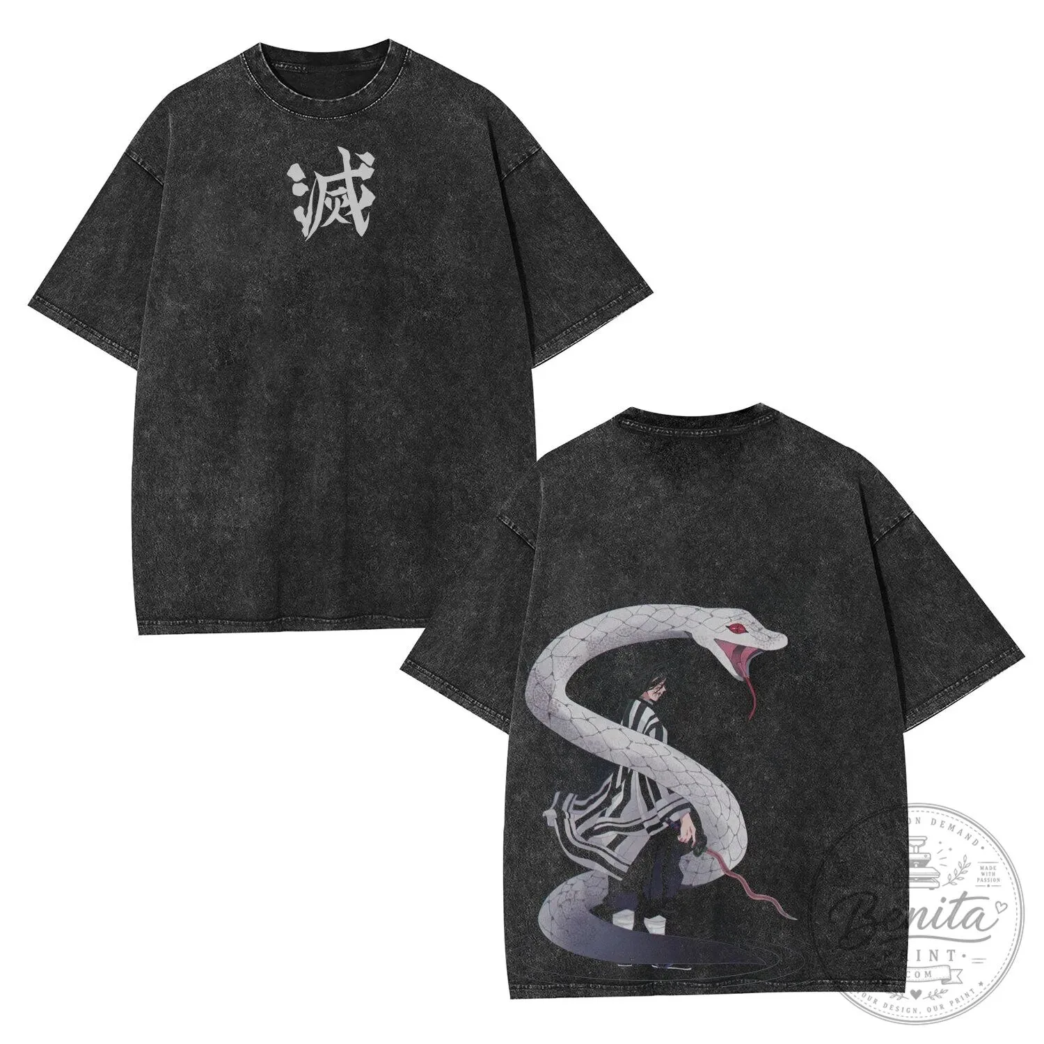 Demon Slayer Iguro Obanai and Serpent Hashira Anime Oversized T-Shirt