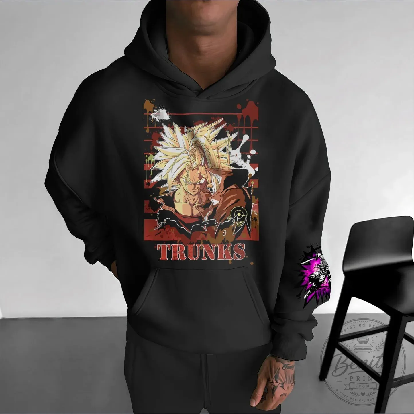 Dragon Ball Z Trunks Super Saiyan Anime Graphic Black Hoodie