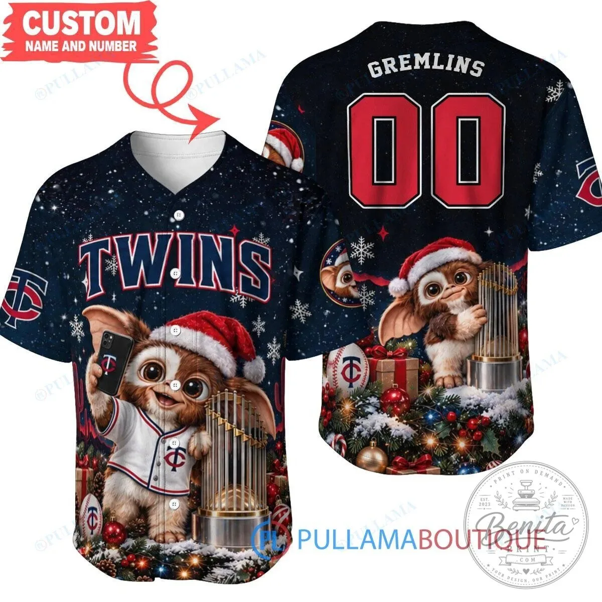 Minnesota Twins Gremlins Christmas World Series Baseball Jersey