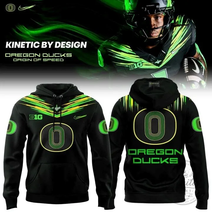 Oregon Ducks Football Team Black and Green Kinetic Design Hoodie 2 Oregon Ducks Football Team Black and Green Kinetic Design Hoodie