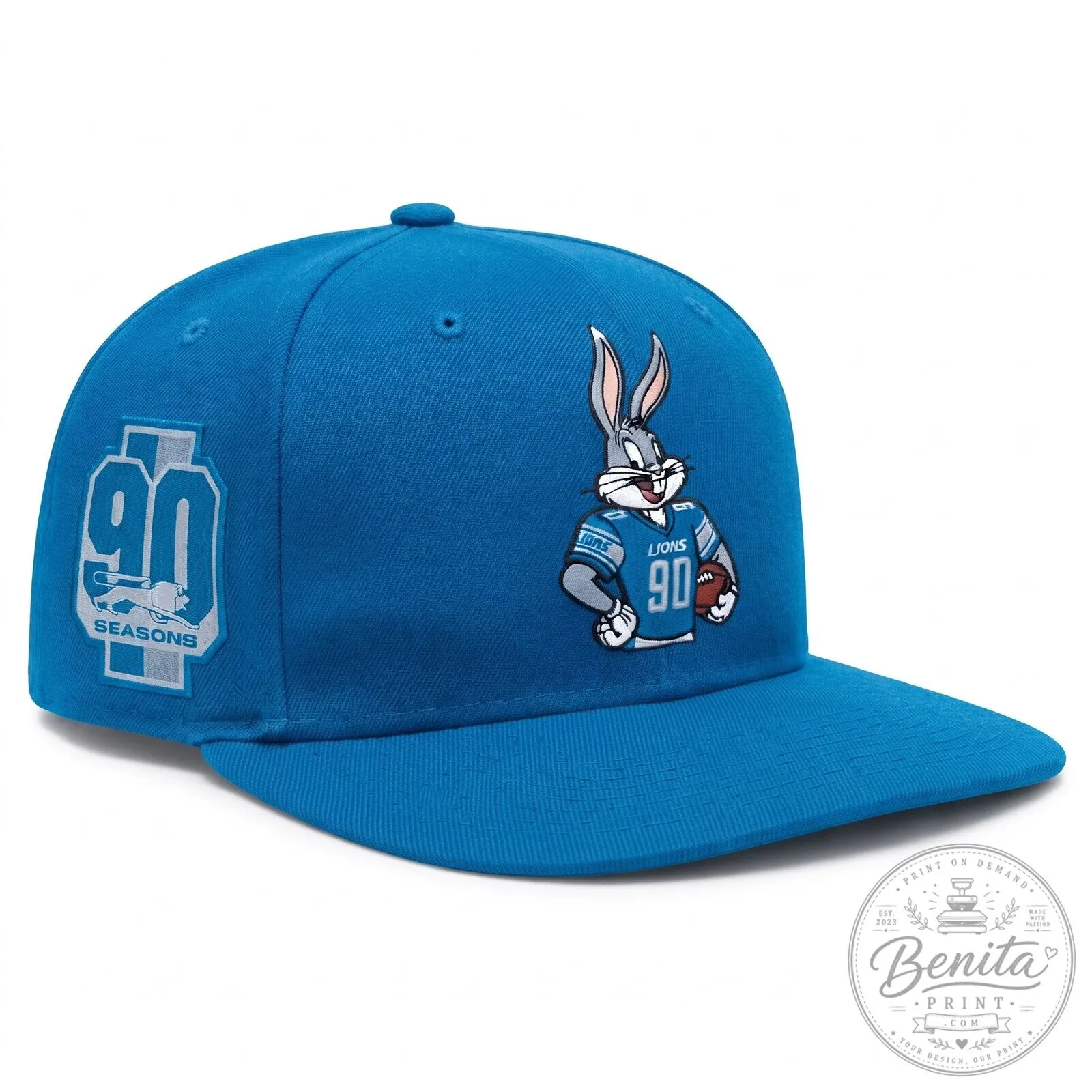 Black Snapback Hat for Detroit Lions 90 Seasons Featuring Bugs Bunny 10 Black Snapback Hat for Detroit Lions 90 Seasons Featuring Bugs Bunny
