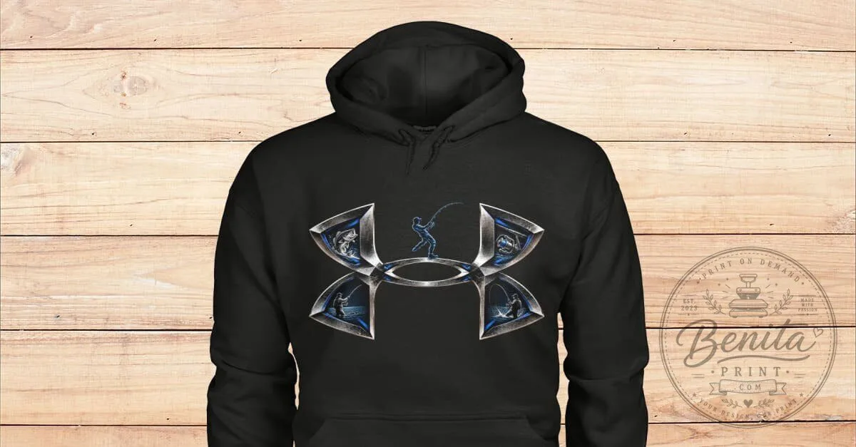 Under Armour Fishing Logo Graphic Black Pullover Hoodie