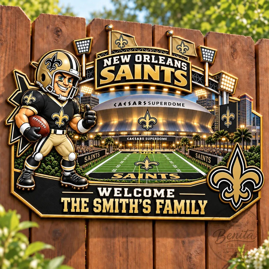 New Orleans Saints Superdome Welcome Sign Custom Family Name