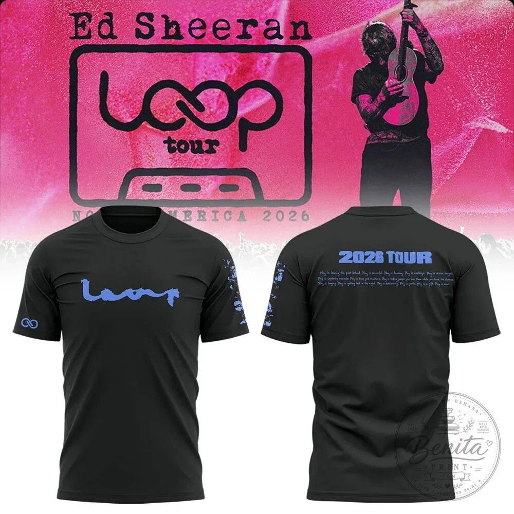 Ed Sheeran Loop Tour North America 2026 Black Concert T-Shirt 2 Ed Sheeran Loop Tour North America 2026 Black Concert T-Shirt