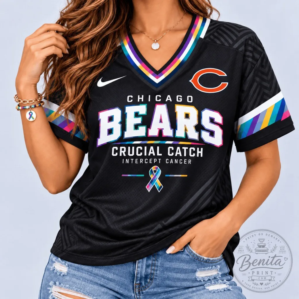 Chicago Bears Crucial Catch Intercept Cancer NFL Football Jersey Chicago Bears Crucial Catch Intercept Cancer NFL Football Jersey