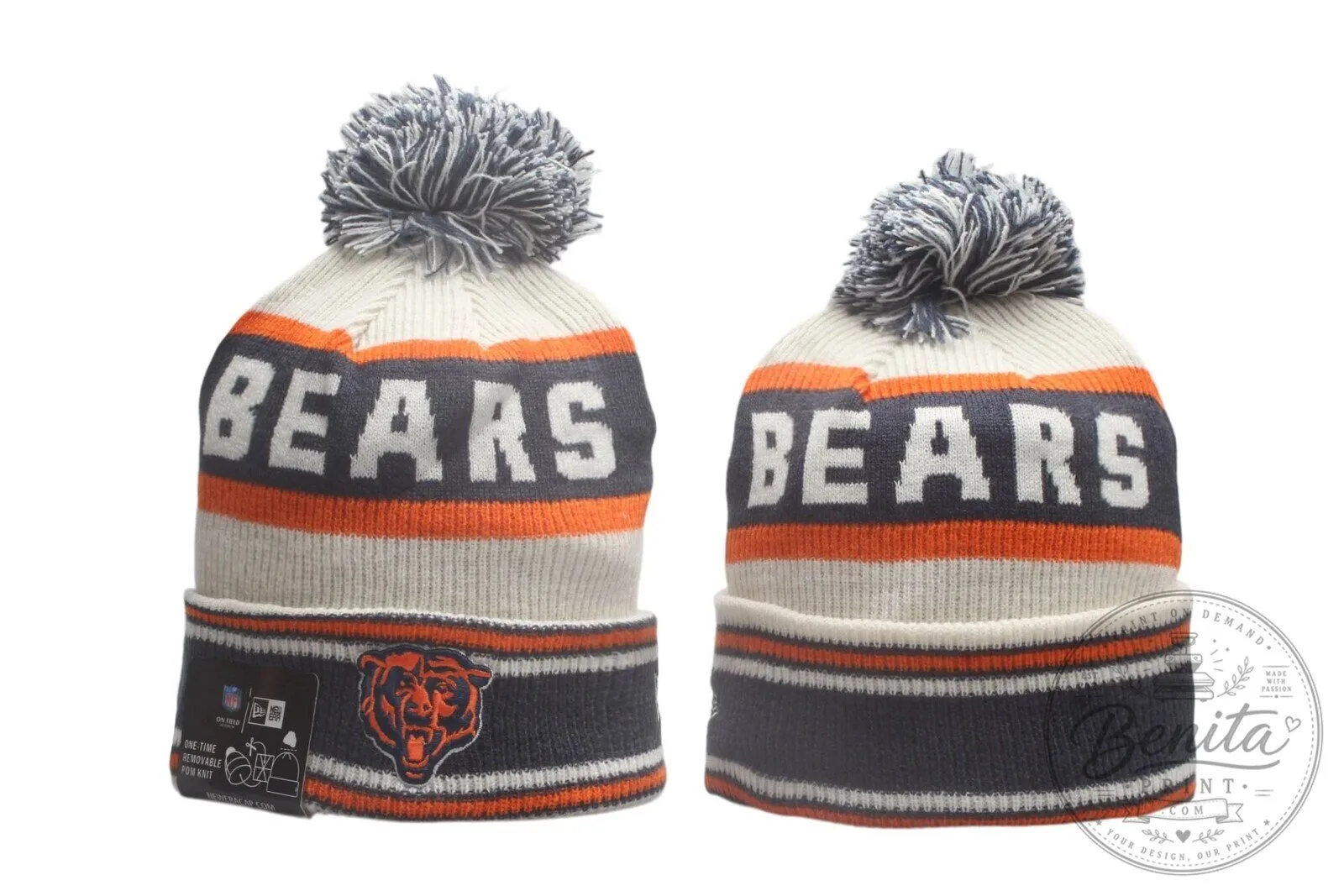 Chicago Bears NFL Football Team Winter Knit Pom Beanie Hat