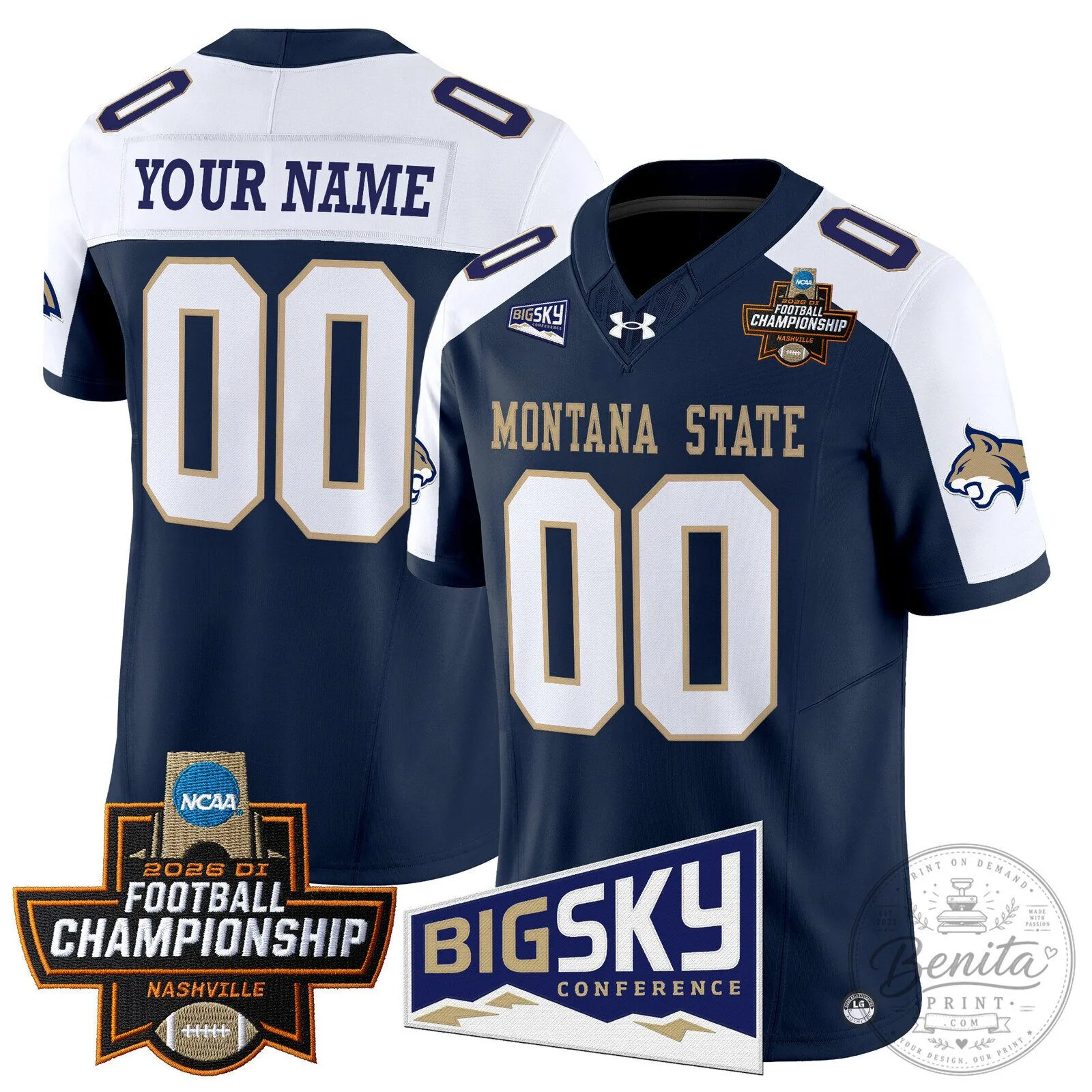 Montana State Bobcats 2026 Football Championship Vapor Limited Custom Jersey 1 Montana State Bobcats 2026 Football Championship Vapor Limited Custom Jersey