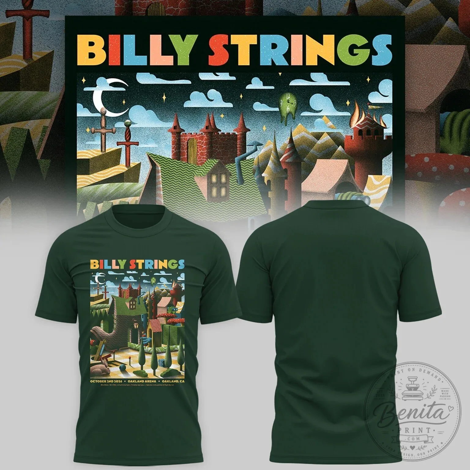 Billy Strings October 2026 Oakland Arena Concert Tour T-Shirt