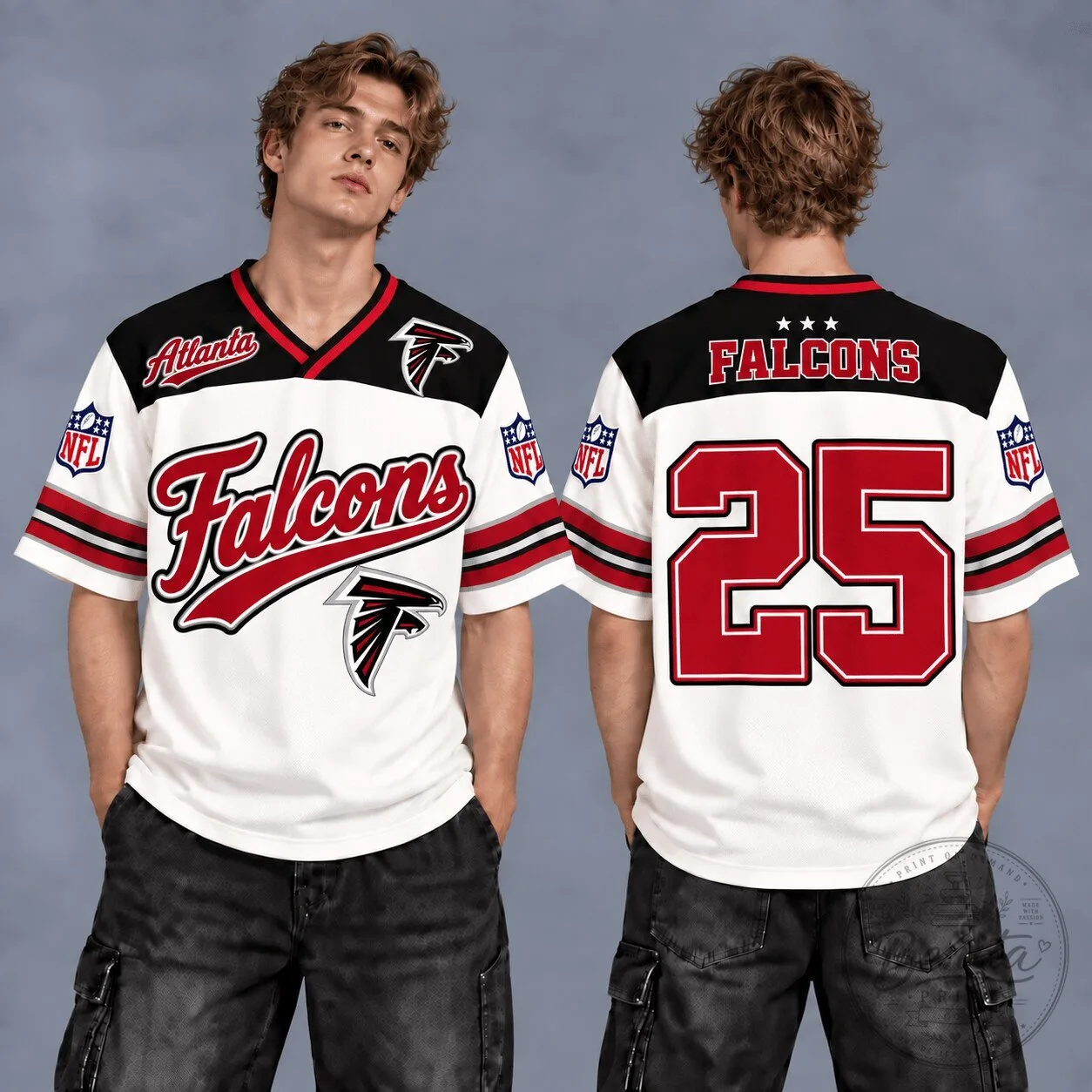 Atlanta Falcons NFL Football Fan V-Neck Jersey Shirt