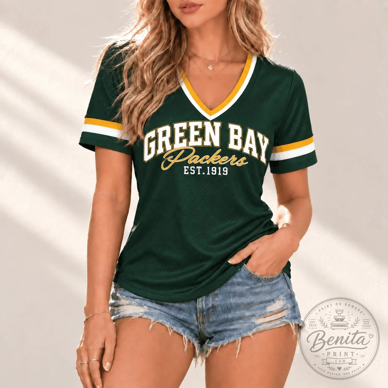 Green Bay Packers Established 1919 American Football Team Women's V-Neck T-Shirt