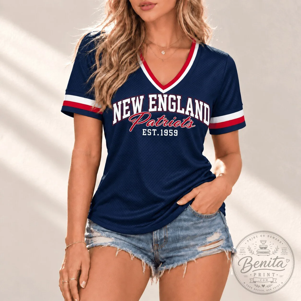 New England Patriots Established 1959 Women's V-Neck T-Shirt
