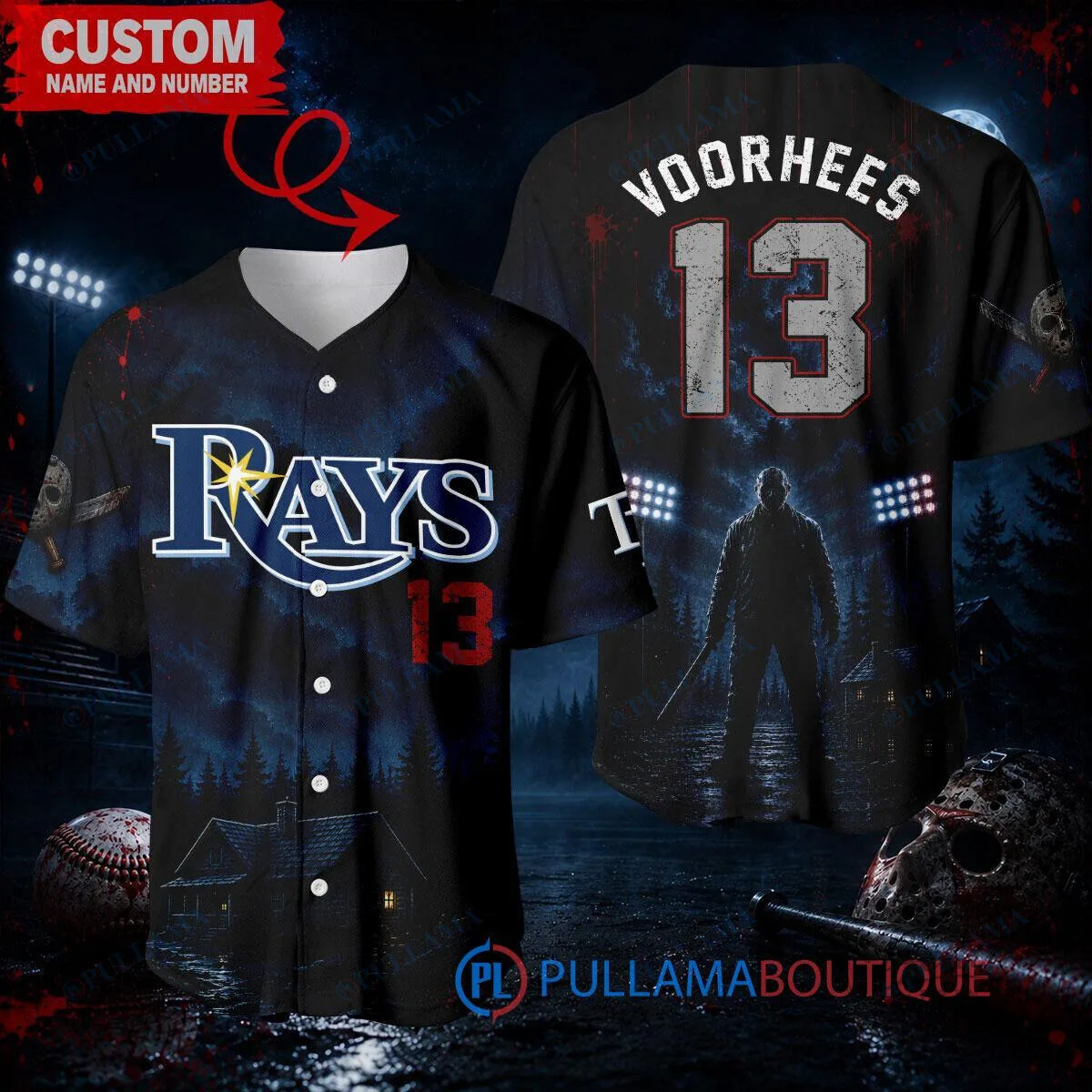 Tampa Bay Rays Baseball Jason Voorhees Friday the 13th Slasher Night Game Baseball Jersey