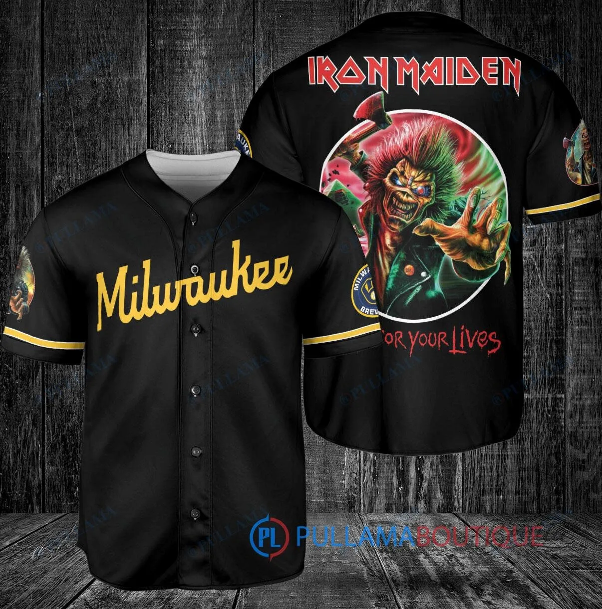 Milwaukee Brewers Baseball Iron Maiden Run For Your Lives World Tour Baseball Jersey
