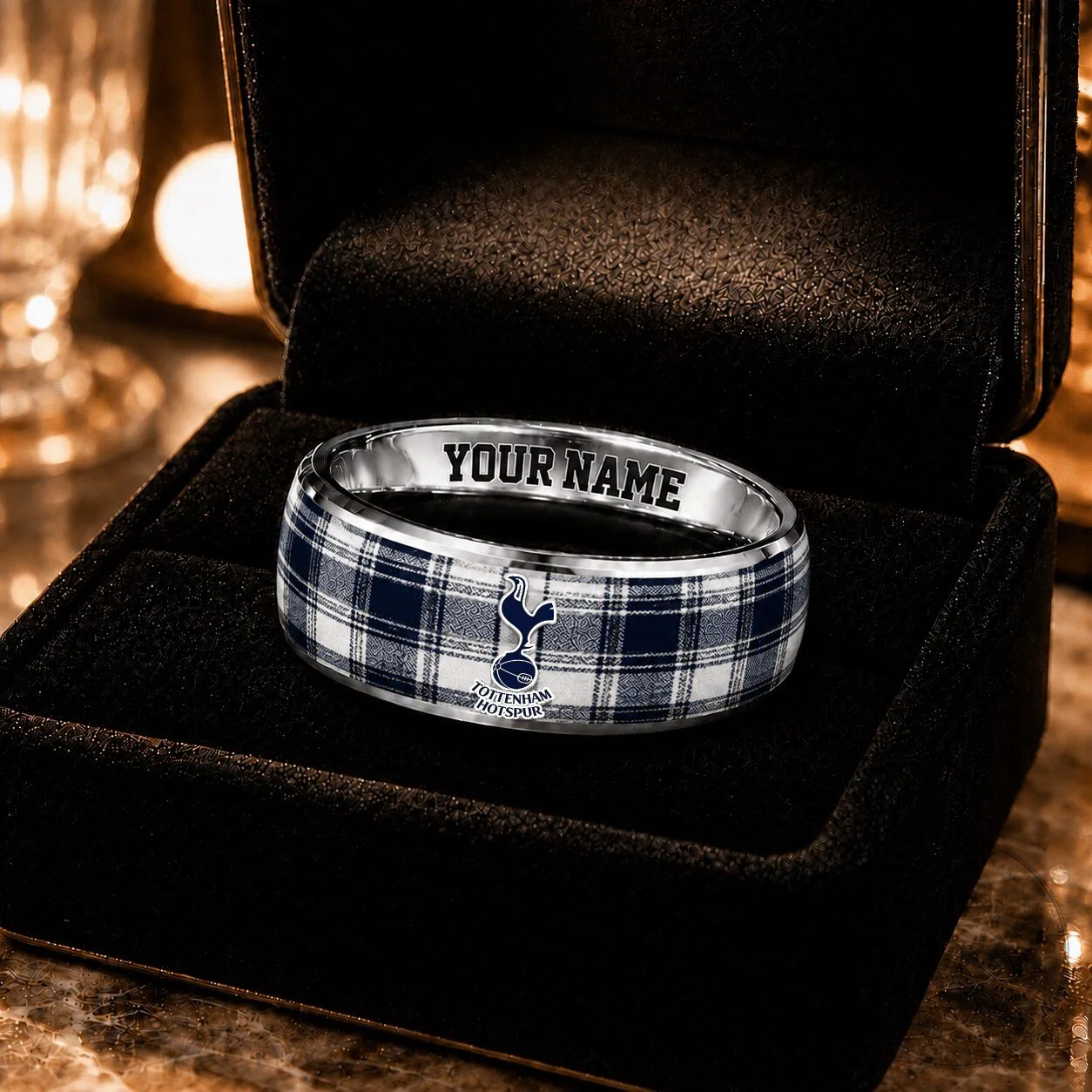 Tottenham Hotspur English Premier League Plaid Custom Name Ring 2 Tottenham Hotspur English Premier League Plaid Custom Name Ring