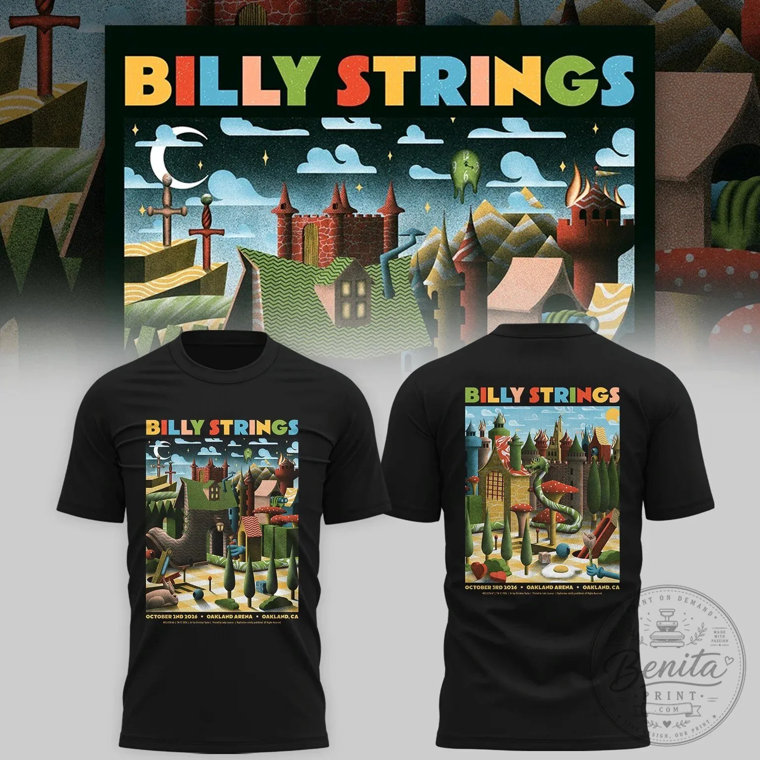 Billy Strings Oakland Arena October 2026 Tour Dates T-Shirt