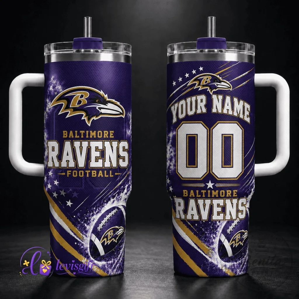 Personalized Stainless Steel Tumbler for Baltimore Ravens Football Fans Personalized Stainless Steel Tumbler for Baltimore Ravens Football Fans