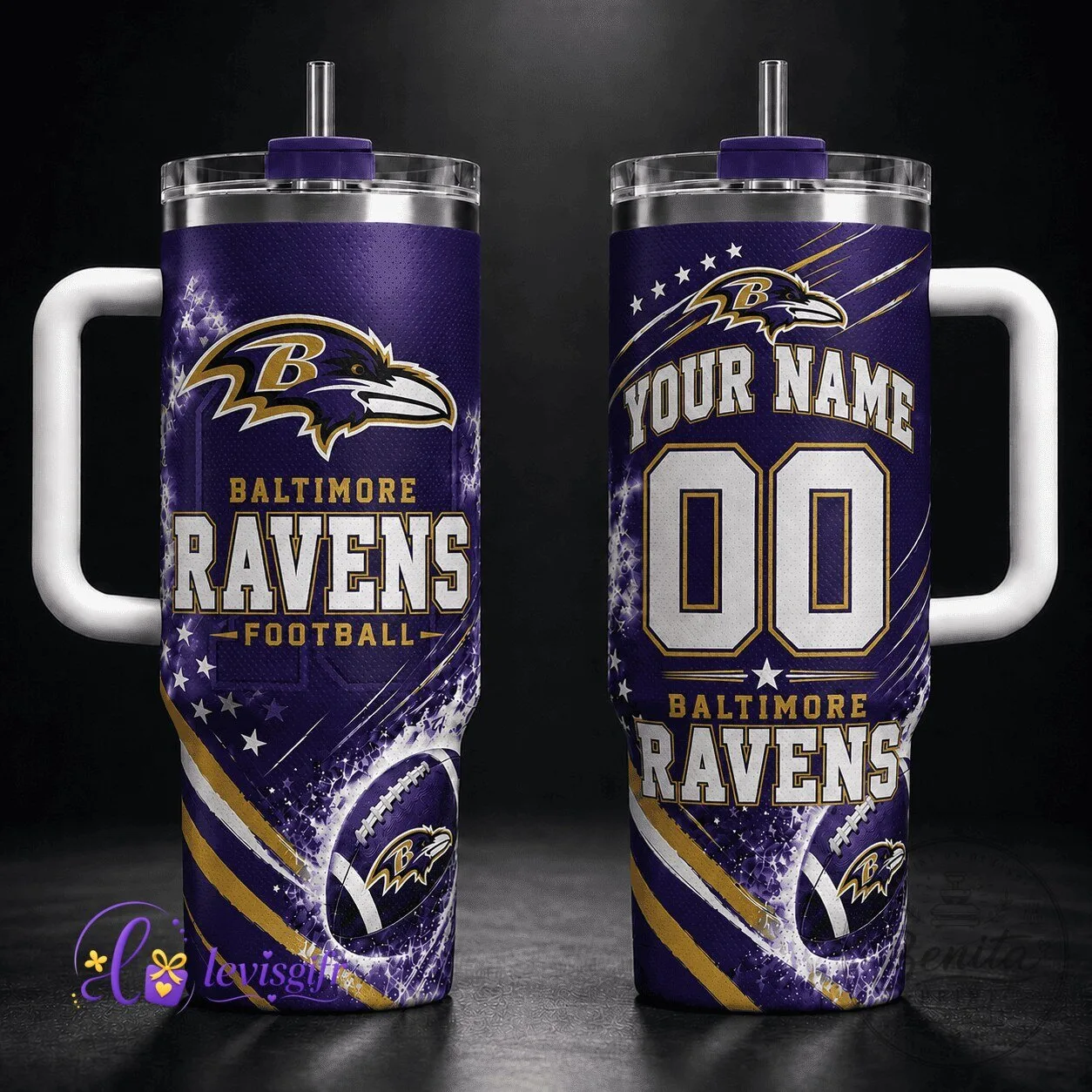 Personalized Stainless Steel Tumbler for Baltimore Ravens Football Fans