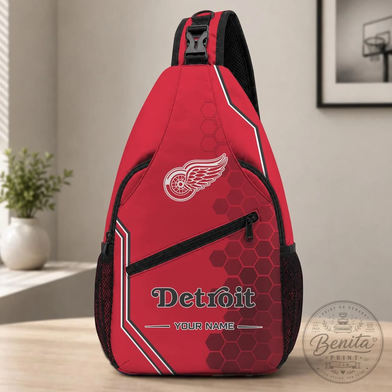Detroit Red Wings Personalized Crossbody Sling Bag