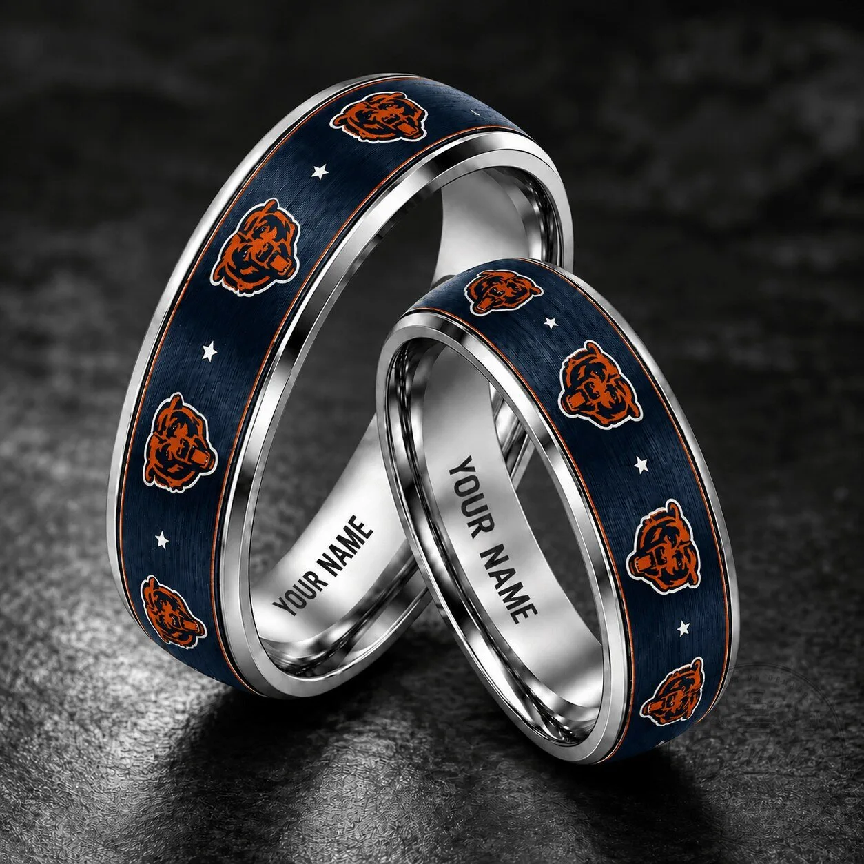 Chicago Bears Personalized Silver Tungsten Wedding Band Ring 1 Chicago Bears Personalized Silver Tungsten Wedding Band Ring
