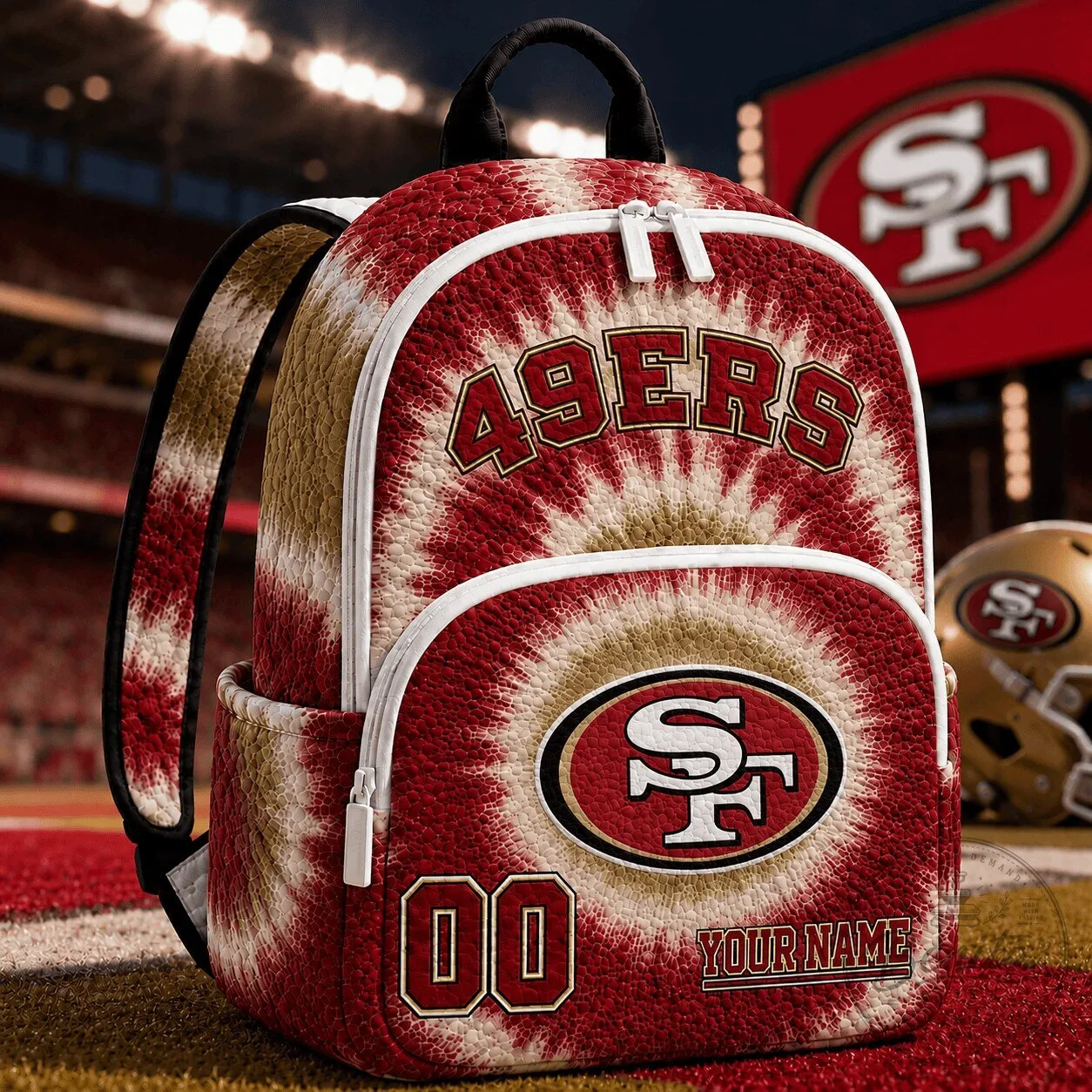 San Francisco 49ers Tie-Dye Personalized Football Team Backpack