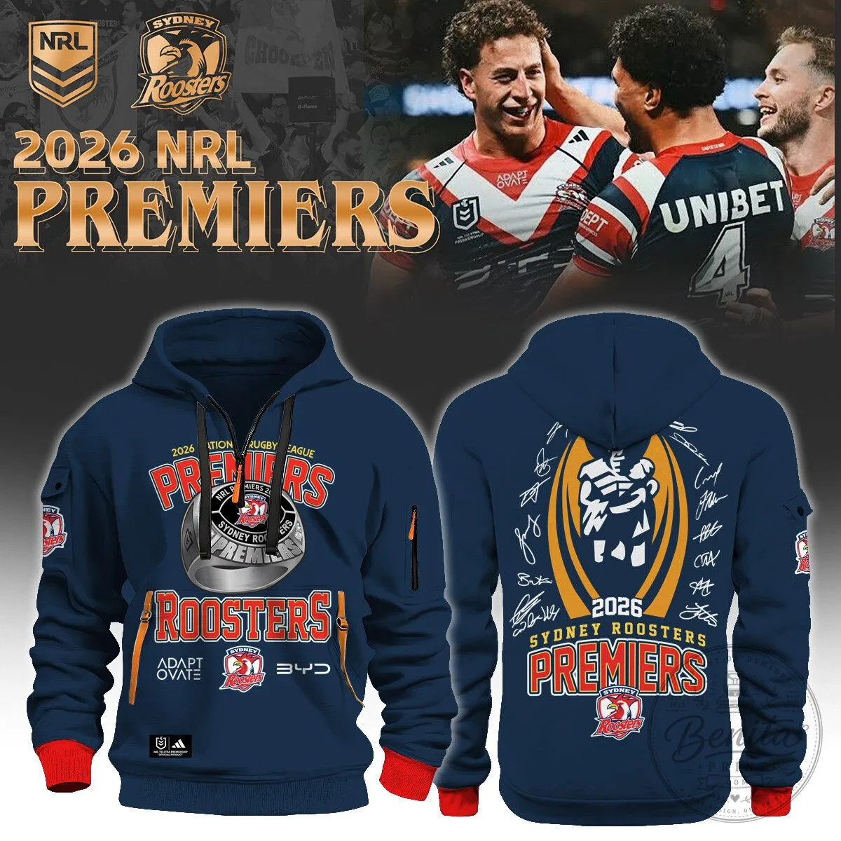 Sydney Roosters NRL 2026 Premiers Rugby League Hoodie 2 Sydney Roosters NRL 2026 Premiers Rugby League Hoodie