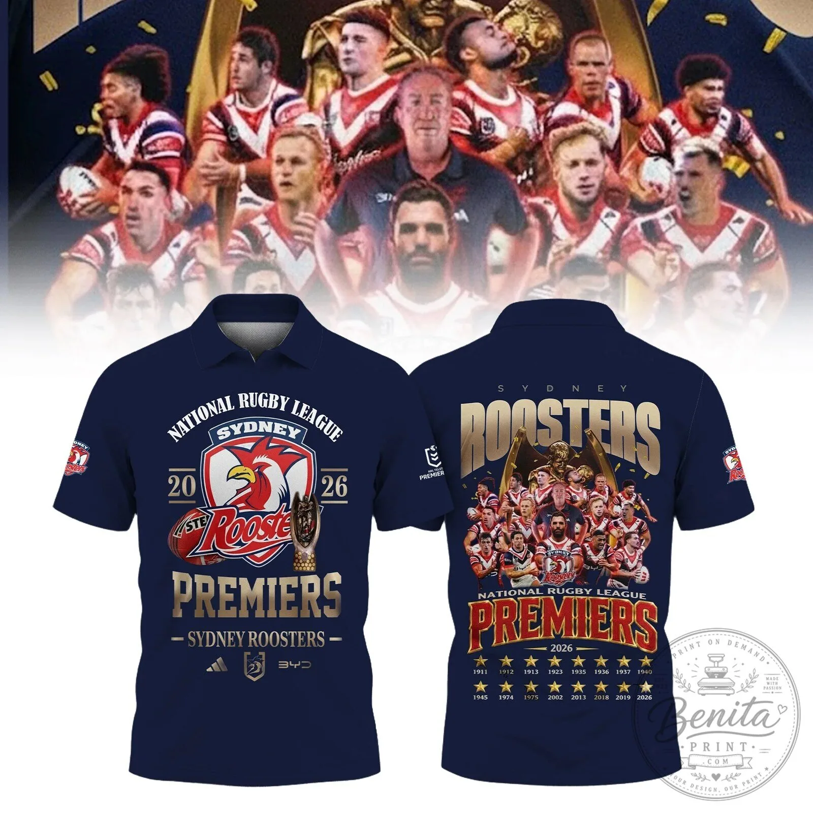 2026 Premier Polo Shirt for Sydney Roosters of the National Rugby League
