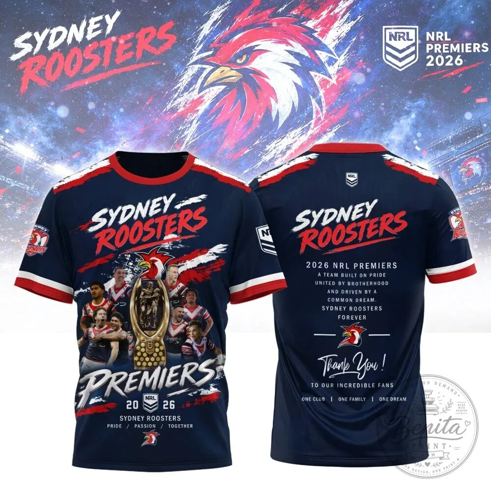 Sydney Roosters 2026 NRL Premiers Rugby League Fan T-Shirt
