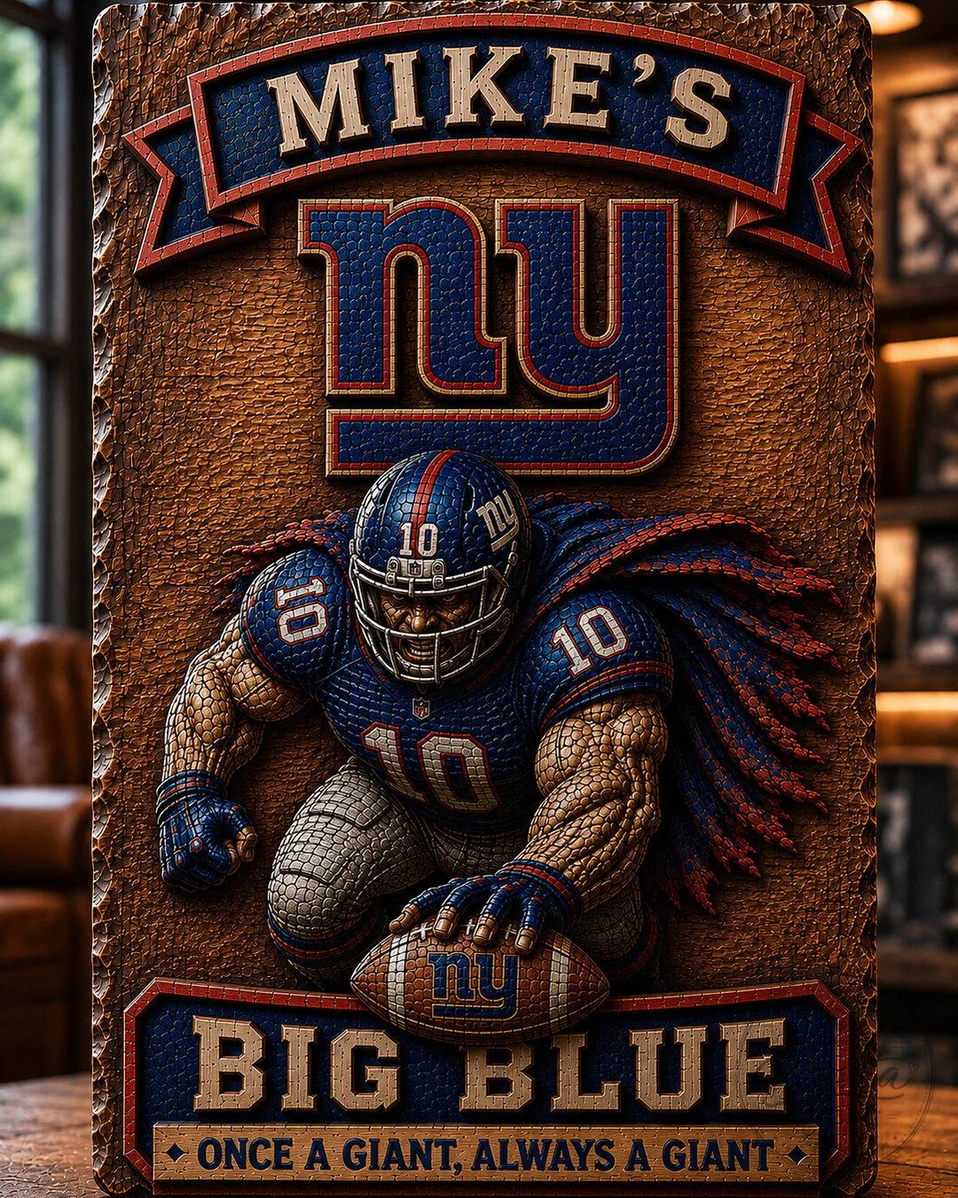 New York Giants Football Team Mike's Big Blue Wall Art Plaque