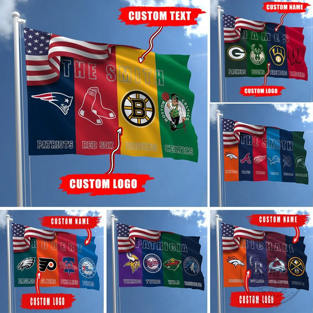 Custom Sports Team Family Name American Flag, Personalized Football Baseball Hockey Basketball Flag 25 Custom Sports Team Family Name American Flag, Personalized Football Baseball Hockey Basketball Flag