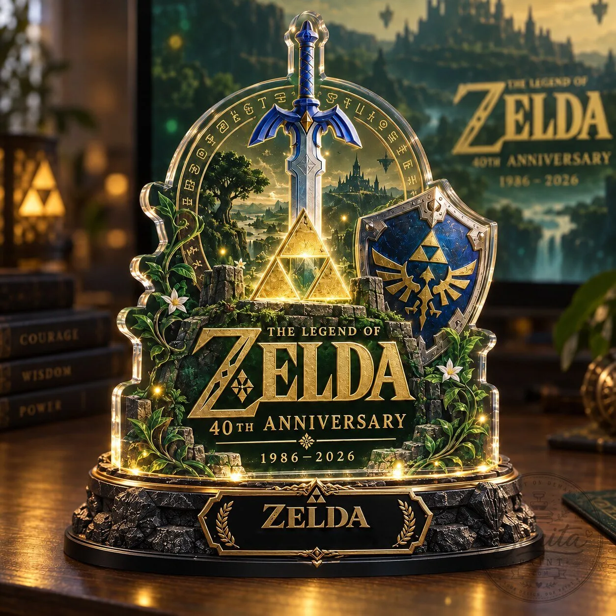 The Legend of Zelda 40th Anniversary Master Sword Hyrule Shield Acrylic Plaque