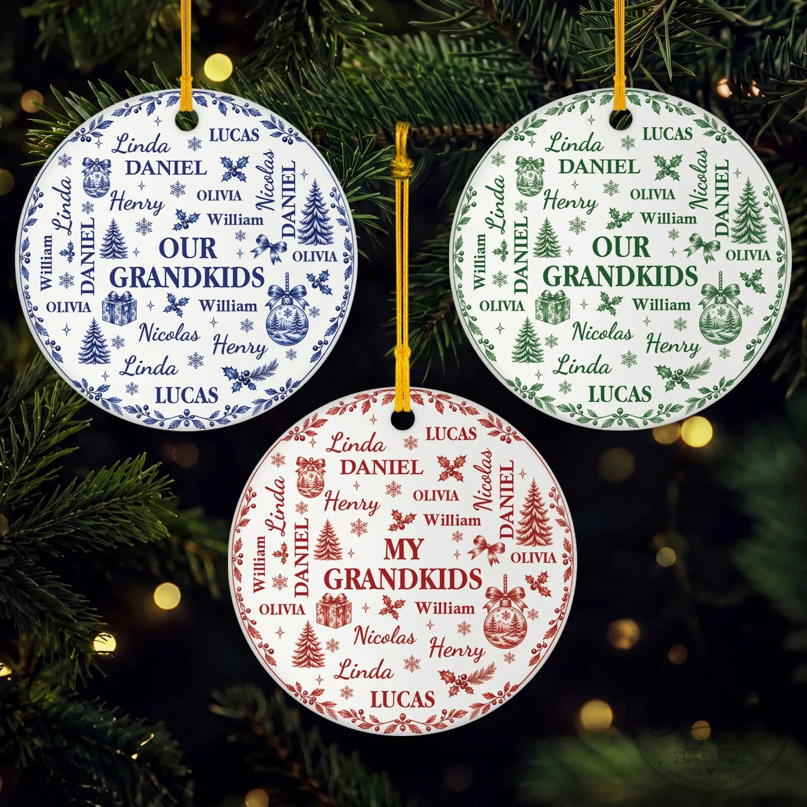 Our Grandkids Personalized Christmas Tree Ornament with Custom Names