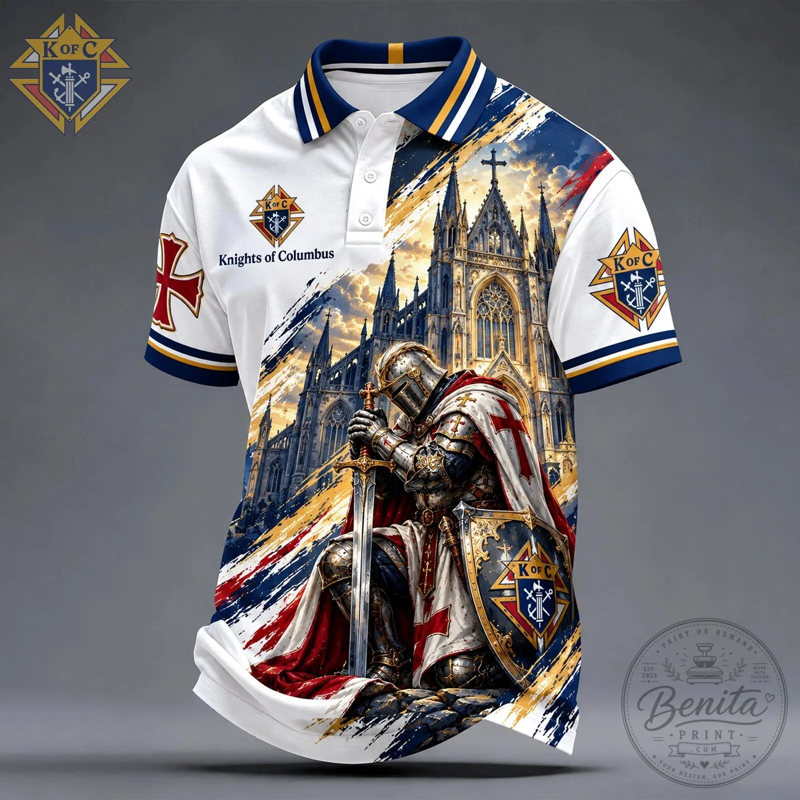 Knights of Columbus Crusader Knight Templar Polo Shirt