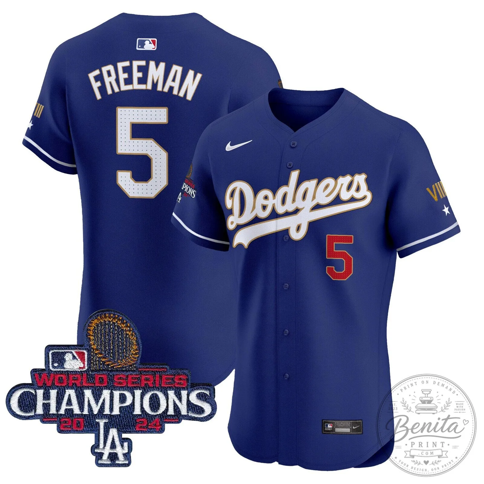 Dodgers Freddie Freeman World Series Champions Baseball Jersey