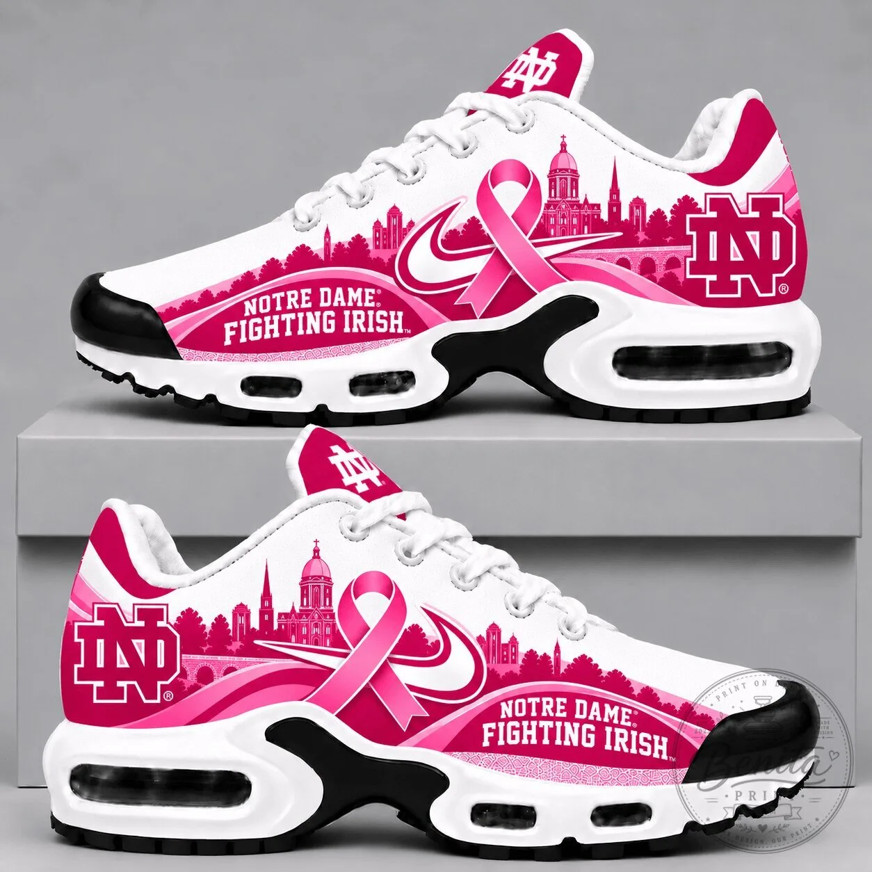 Notre Dame Fighting Irish Pink Ribbon Breast Cancer Awareness Sneakers