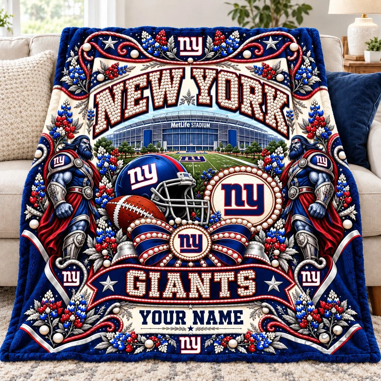 New York Giants NFL Football Team Personalized Stadium Design Blanket