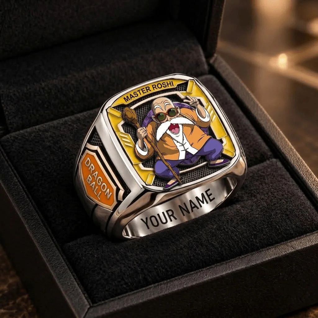 Master Roshi Dragon Ball Z Anime Series Custom Engraved Stainless Steel Ring