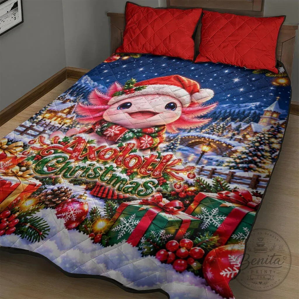 Axolotl Christmas Winter Wonderland Holiday Quilt Blanket 11 Axolotl Christmas Winter Wonderland Holiday Quilt Blanket
