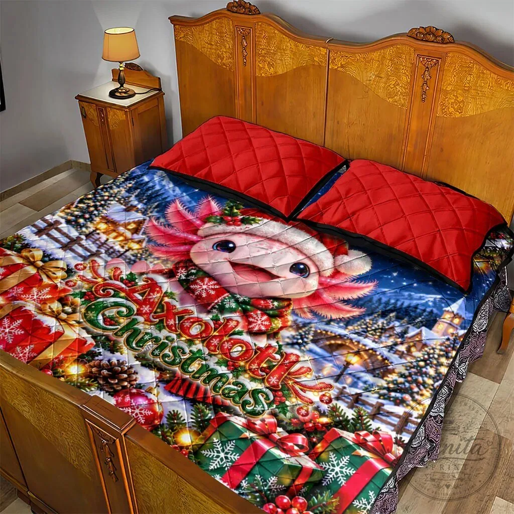 Axolotl Christmas Winter Wonderland Holiday Quilt Blanket 12 Axolotl Christmas Winter Wonderland Holiday Quilt Blanket