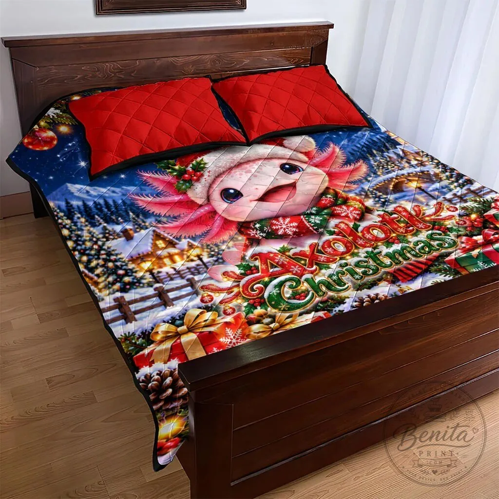 Axolotl Christmas Winter Wonderland Holiday Quilt Blanket 13 Axolotl Christmas Winter Wonderland Holiday Quilt Blanket