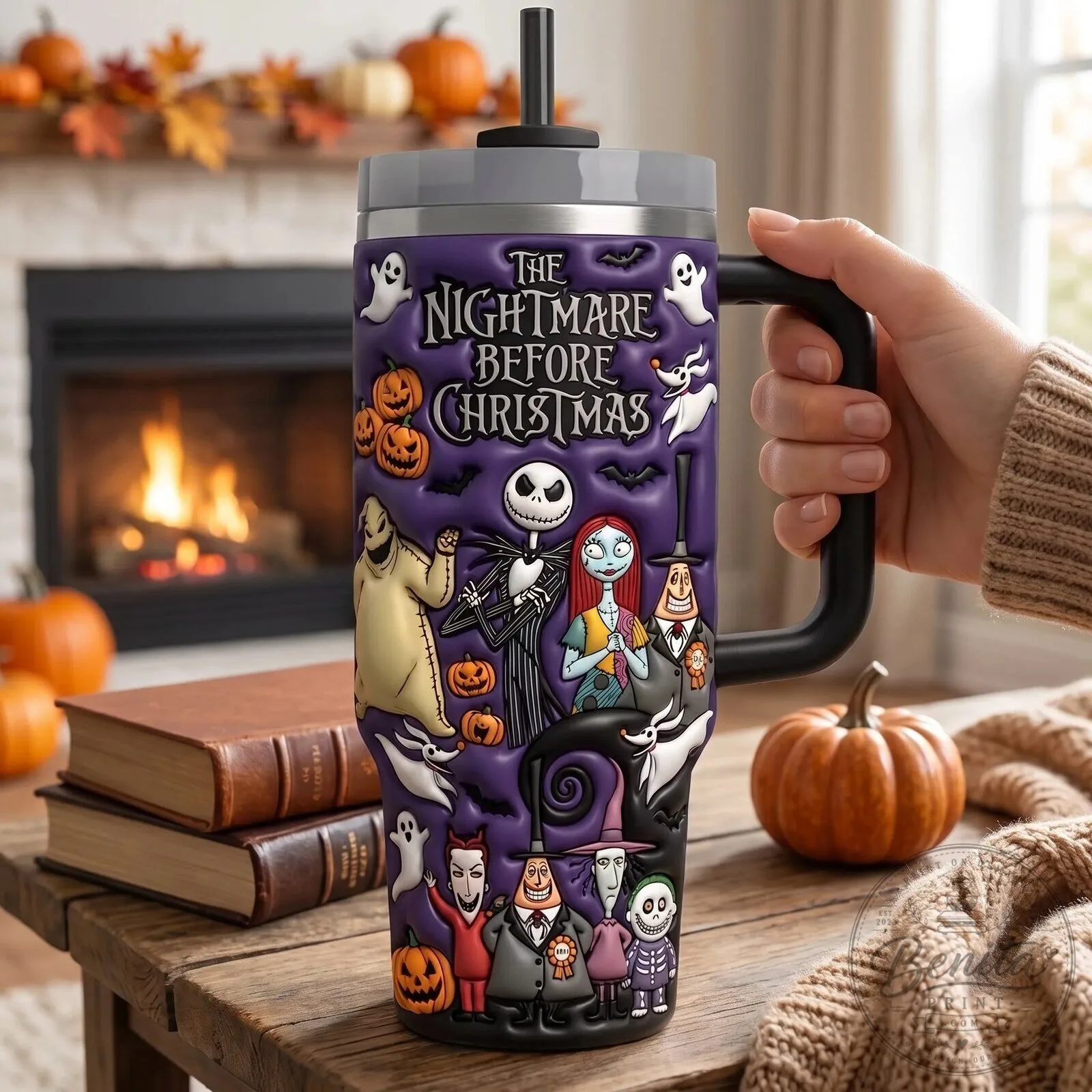 The Nightmare Before Christmas Jack Skellington Halloween Tumbler with Handle